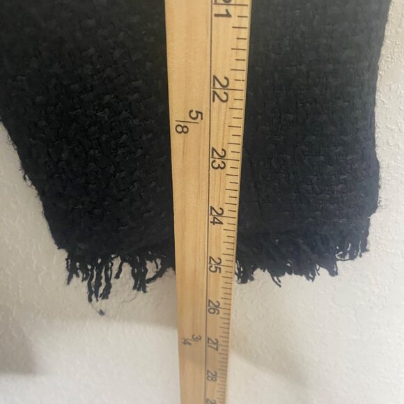 Venus Open Front Long Blazer Jacket Womens‎ Size 12 Black Tweed Fringed Lined - Picture 14 of 15